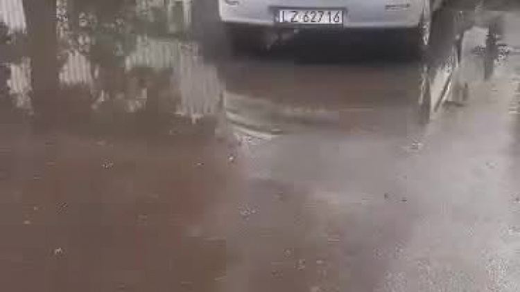 Ulica Poniatowskiego w Zamościu - krajobraz po ulewie 20 maja 2019